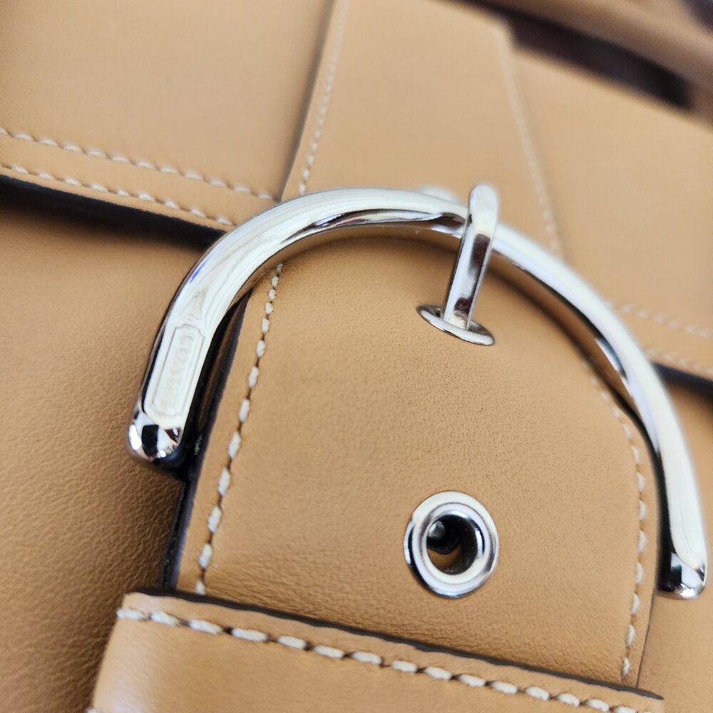Vintage Rare Coach Hampton Flap Tan Leather Handbag Purse - Picture 10 of 13